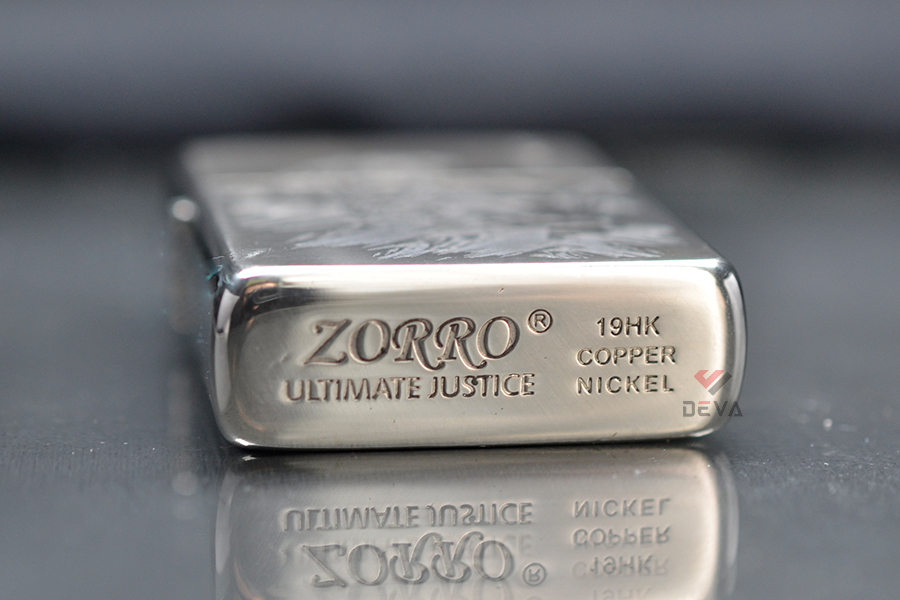 Bật lửa xăng đá Zorro Đồng Trắng Copper Nickel Z902 - Hình Hổ