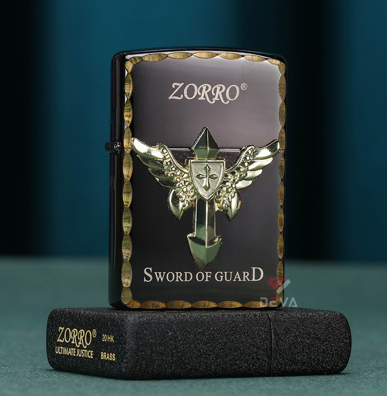 Bật lửa xăng đá Emblem Zorro chủ đề Sword Of Guard Z8667