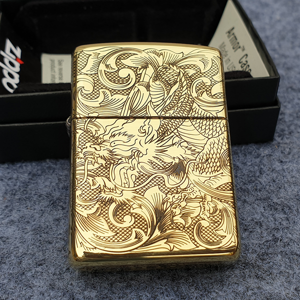 Zippo Armor  Xuất Nhật Khắc Sâu Hình Rồng ZN245