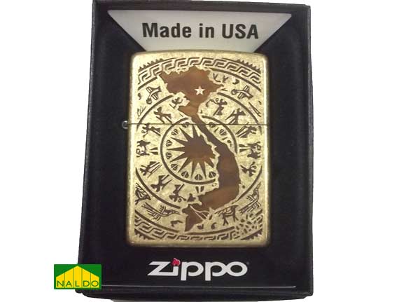 Zippo chính hãng khắc mòn axit bản đồ Việt Nam Z115