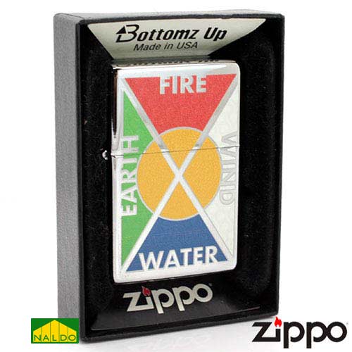 Zippo mỹ 2 mộc đáy earth, fire, wind, wat Z106
