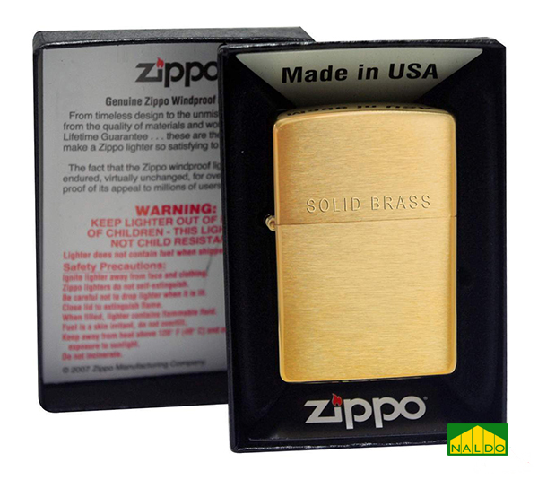 Zippo Solid Brass đồng xước Z142