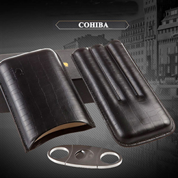 Set bao da đựng Cigar, dao cắt Cigar chính hãng Cohiba BLP307B