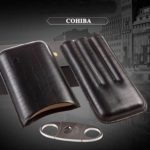Set bao da đựng Cigar, dao cắt Cigar chính hãng Cohiba BLP307B