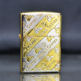 Zippo kẻ vàng chéo khắc Logo hãng Simon Carter ZN327