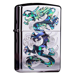Zippo khảm trai hình rồng ZN194