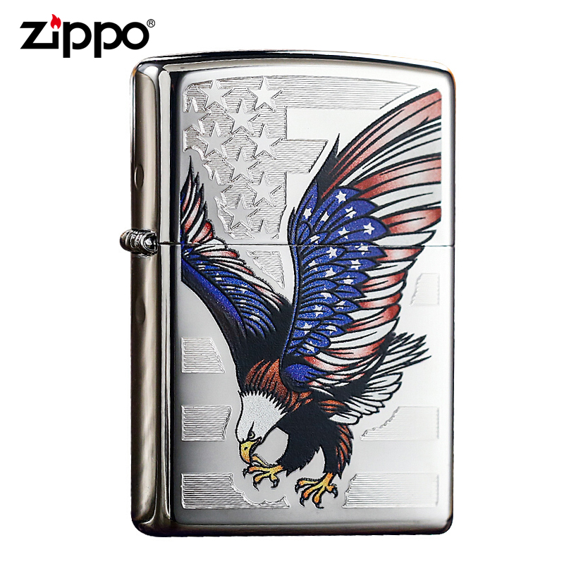 Zippo mạ Chrome hình Lá Cờ và Biểu Tượng Đại Bàng Mỹ Z372