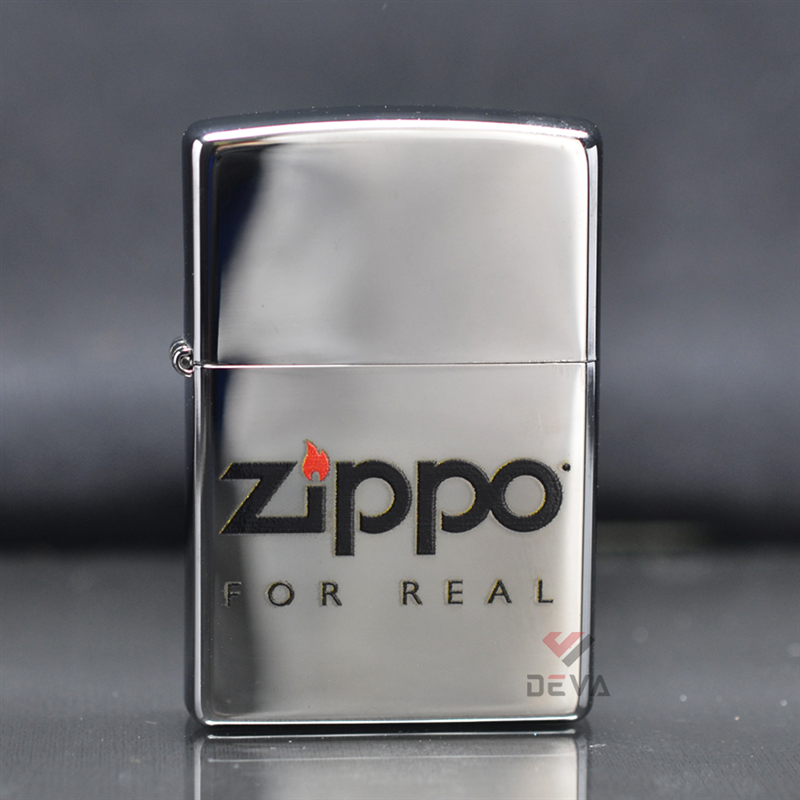 Zippo mạ Chrome in chữ Zippo For Real Z382