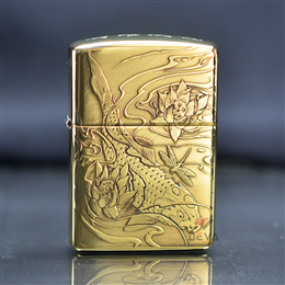 Zippo xuất Nhật Armor Khắc Cá Chép vượt Vũ Môn ZN342